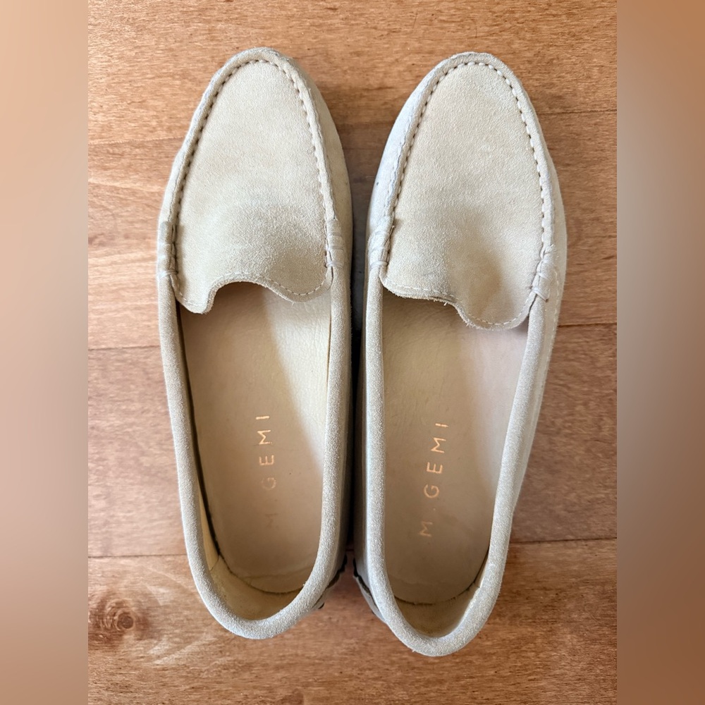 M. Gemi Sand Suede Penny Loafers